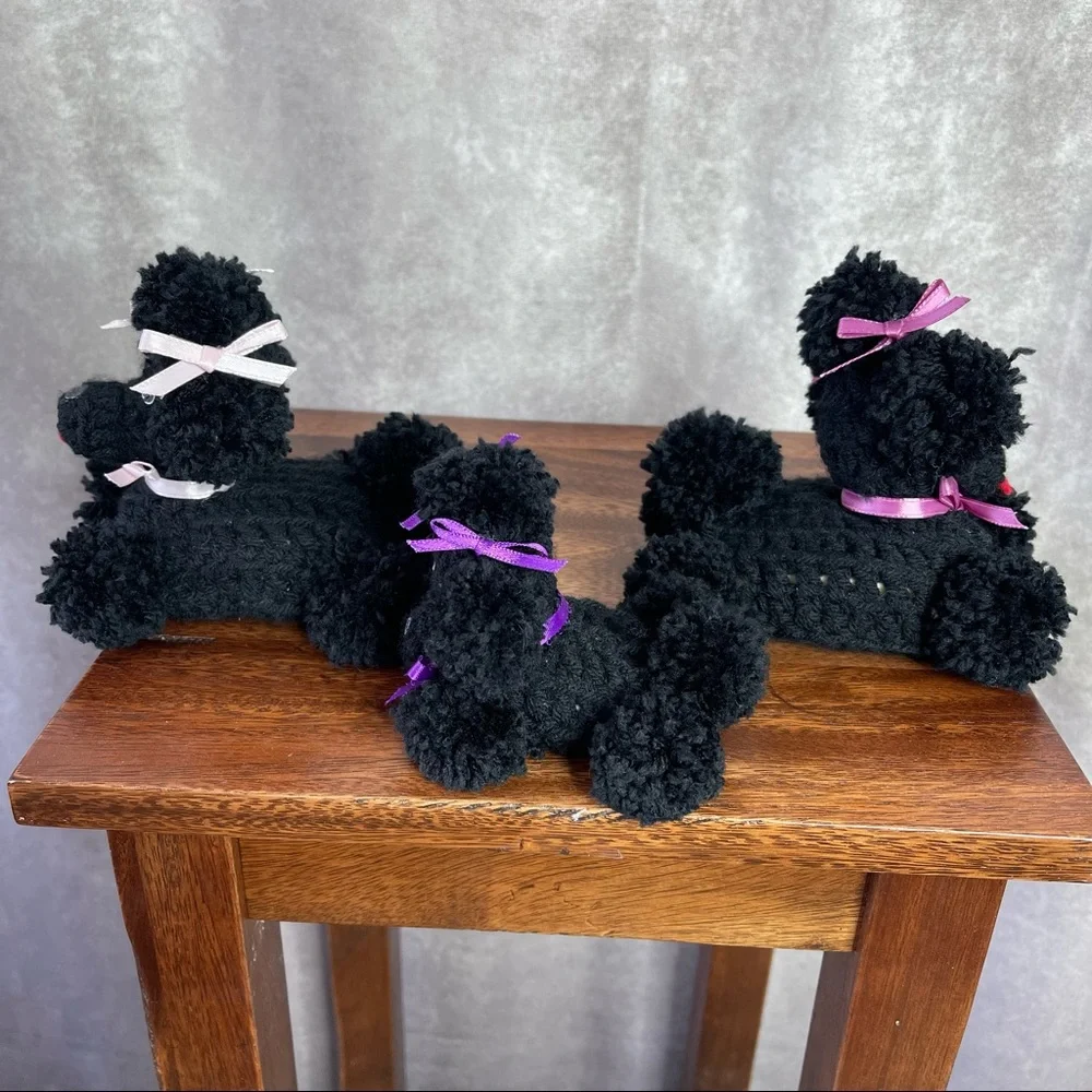 3 Crochet Black Poodle Soap Holders Handmade